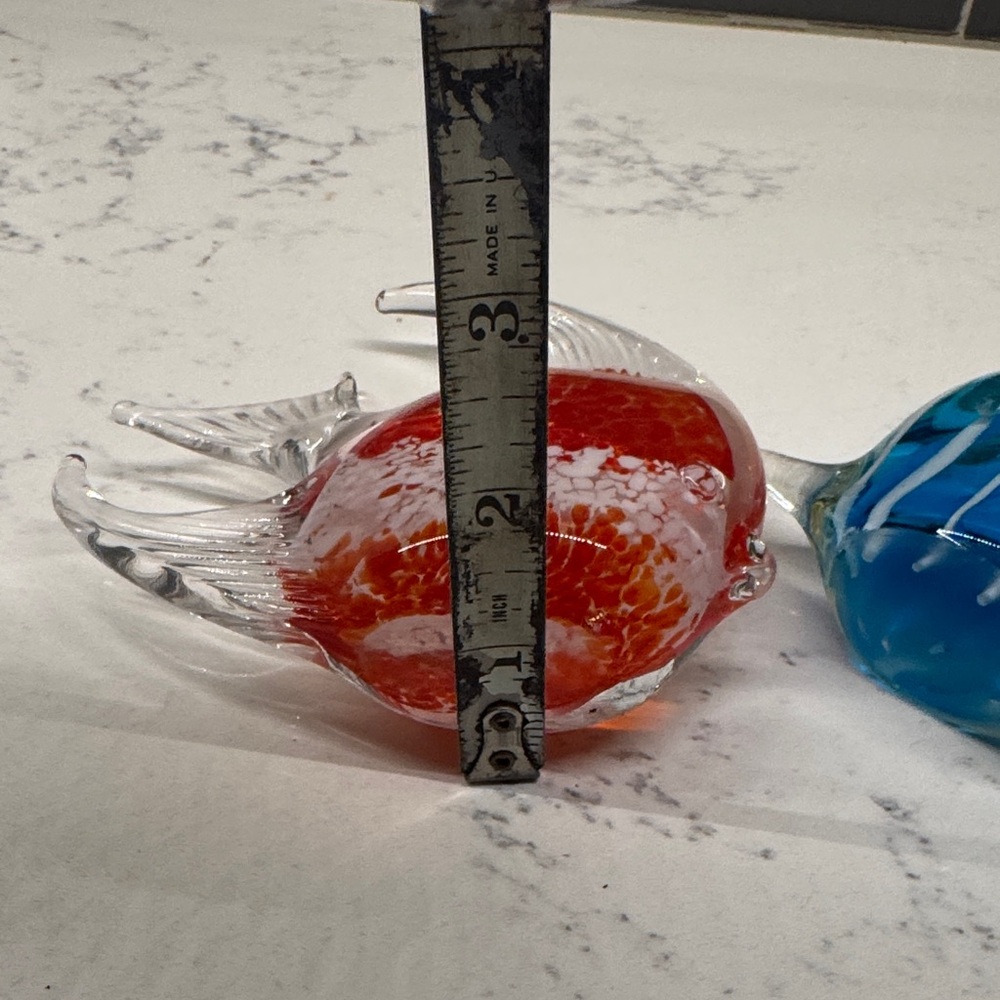 Vintage Glass Fish Decor in Blue and Red - Picture 11 of 12